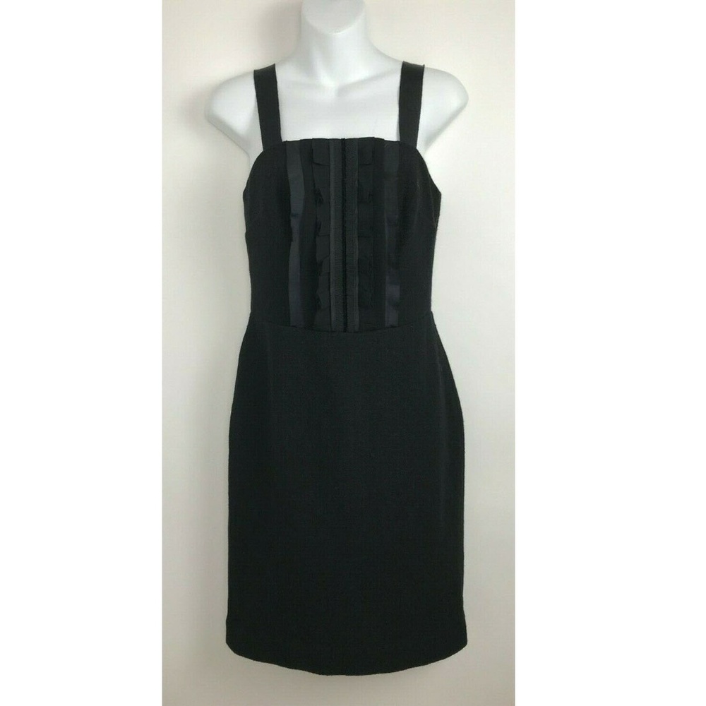 Banana Republic Black Wool Ruffle Front Dress Sz 2